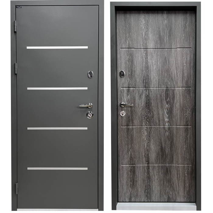 Вхідні двері Street Termo Aluma Metallic grey/Токіо-2 дуб шато